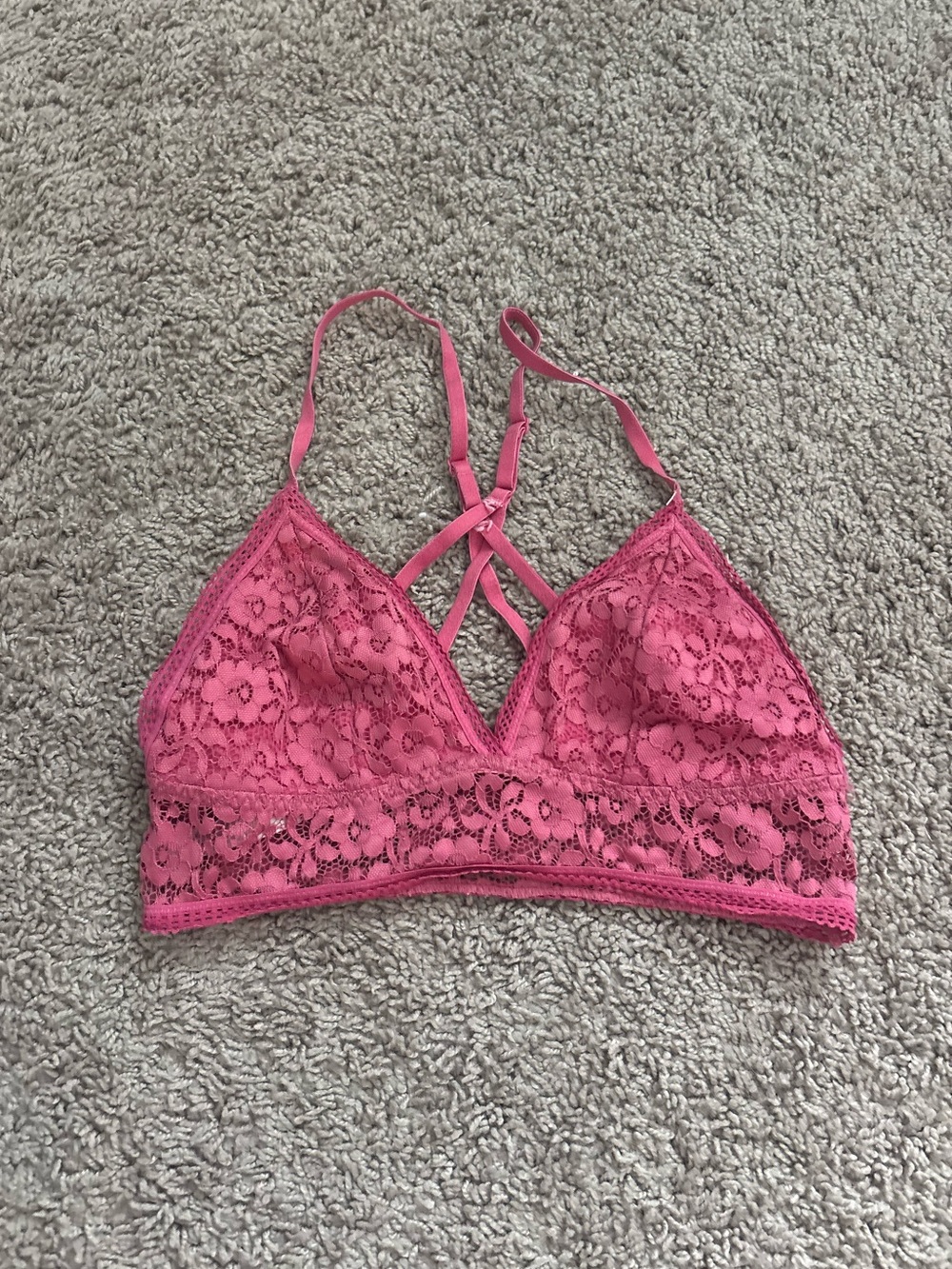 Xhilaration Hot Pink Lace Bralette with Crisscross Straps